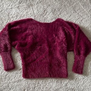 Anthropologie Plush Burgundy Sweater